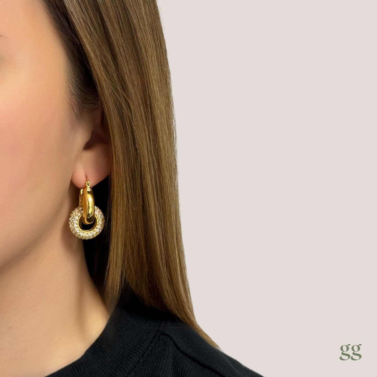 OLIVIA Chunky Gold Double Hoop Earrings